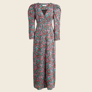 J.Crew Drapey puff-sleeve dress in Ratti® Red blooms